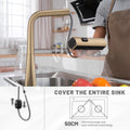 Brushed Gold Waterfall Kitchen Faucet With Temperature Display, Single Handle Kitchen Faucet With Pull Down Sprayer, Modern Kitchen Sink Faucet, Three Water Outlet Modes Brushed Gold Zinc