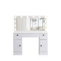 Vanity Table With Lighted Mirror, Vanity Desk With 3 Drawers And Storage Cabinet,3 Color Lighting Modes Adjustable Brightness, White Color Antique White Particle Board