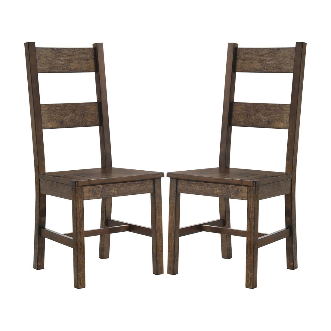 Rustic Golden Brown Ladder Back Dining Chairs Set Of 2 Solid Brown Brown Dining Room Wipe Clean Farmhouse,Rustic Side Chair Rubberwood Ladder Back Wood