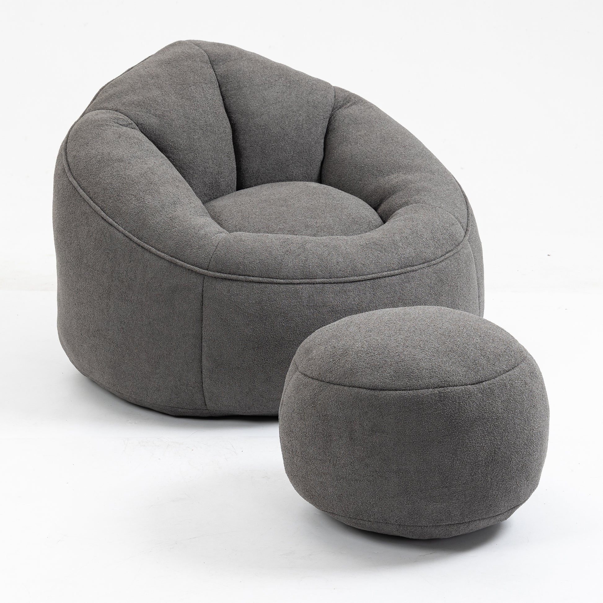 Bedding Bean Bag Sofa Chair High Pressure Foam Bean Bag Chair Adult Material With Padded Foam Padding Compressed Bean Bag With Footrest Grey Microfiber