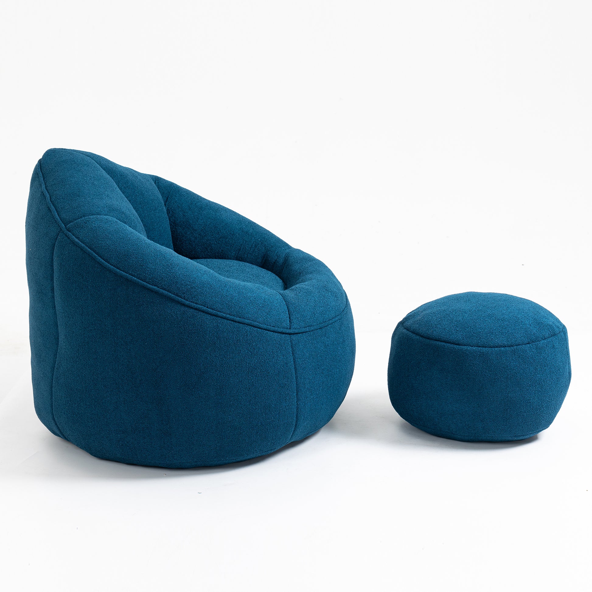 Bedding Bean Bag Sofa Chair High Pressure Foam Bean Bag Chair Adult Material With Padded Foam Padding Compressed Bean Bag With Footrest Blue Microfiber