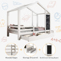 Full House Bed With Blackboard And Drawers, Two Assembly Options, White Full White Wood