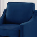 Modern 3 Person Seat Sofa Couch With Scooped Armrest Wood Legs,Upholstered Velvet 3 Seat Sofa With Removable Cushions For Livingrooom Bedroom,Navy Navy Espresso Velvet Wood Primary Living Space Medium Soft Cushion Back American Design Rubberwood Square