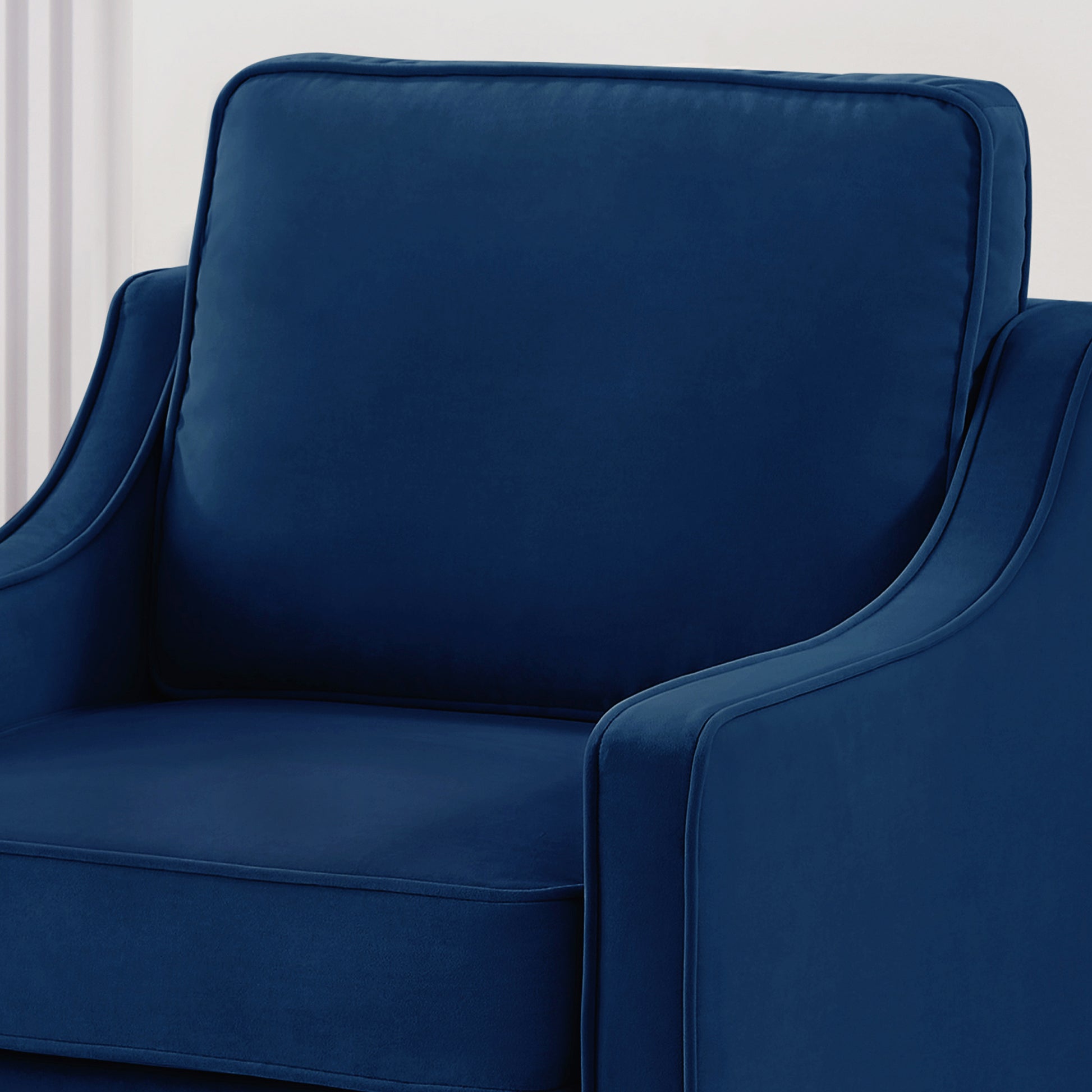 Modern Armchair, Living Room Single Seat Sofa Chair With Wooden Legs, Upholstered Velvet Accent Chair For Living Room, Bedroom,Navy Navy Espresso Velvet Wood Primary Living Space Medium Soft Cushion Back American Design Rubberwood Square Arms Foam Velvet