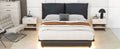 Queen Size Upholstered Platform Bed With Sensor Light And Ergonomic Design Backrests, Black Black Upholstered