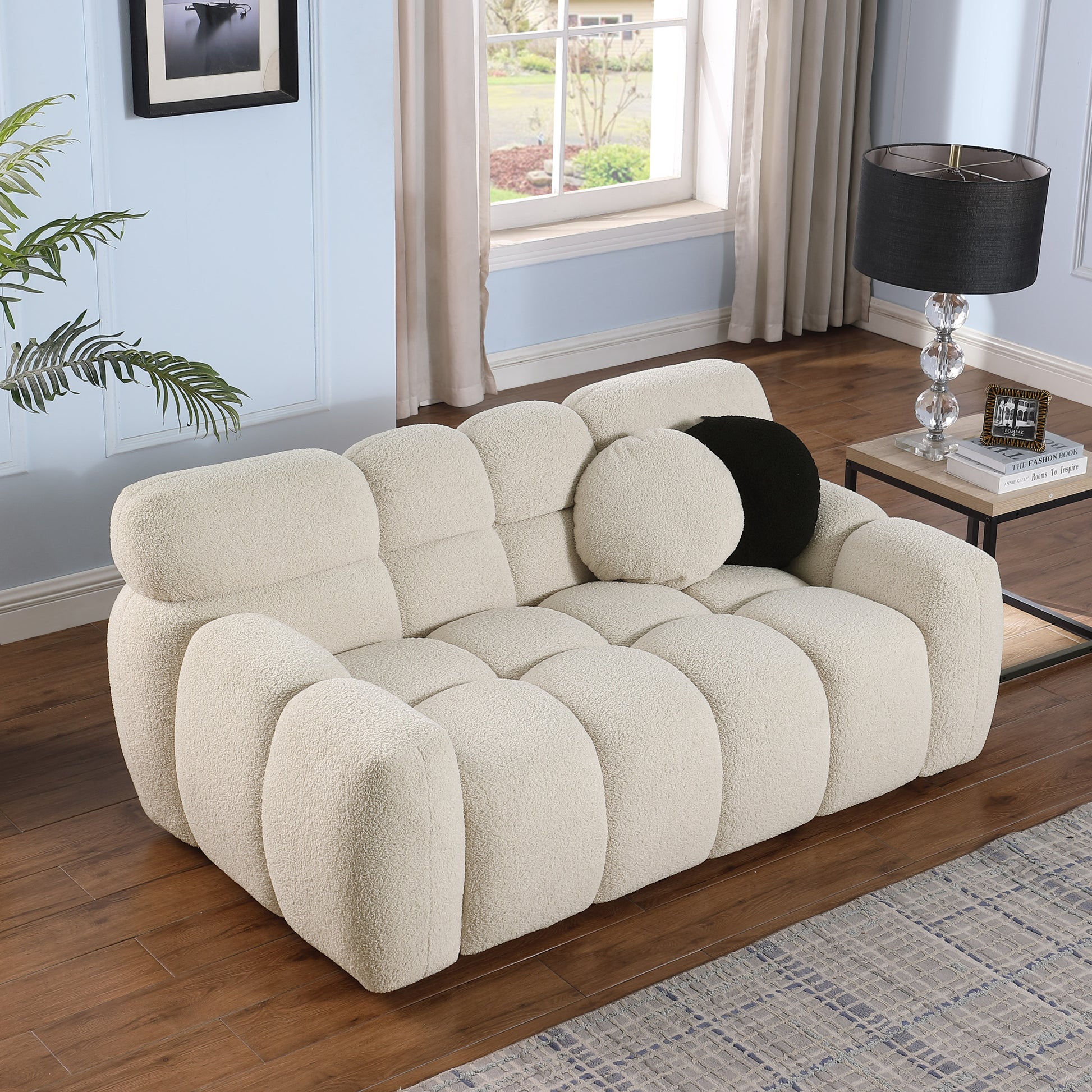 Sofa And Seater ,Human Body Structure For Usa People, Marshmallow Sofa,Boucle Sofa ,Beige Boucle Beige Light Brown Wood Primary Living Space Medium Soft Split Back Eucalyptus Rolled Arms Boucle 5 Seat