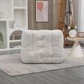Fluffy Bean Bag Chair, Comfortable Bean Bag For Adults And Children, Super Soft Lazy Sofa Chair With Memory Foam And Ottoman, Indoor Modern Focus Bean Bag Chair For Living Room, Bedroom, Apartment White Velvet
