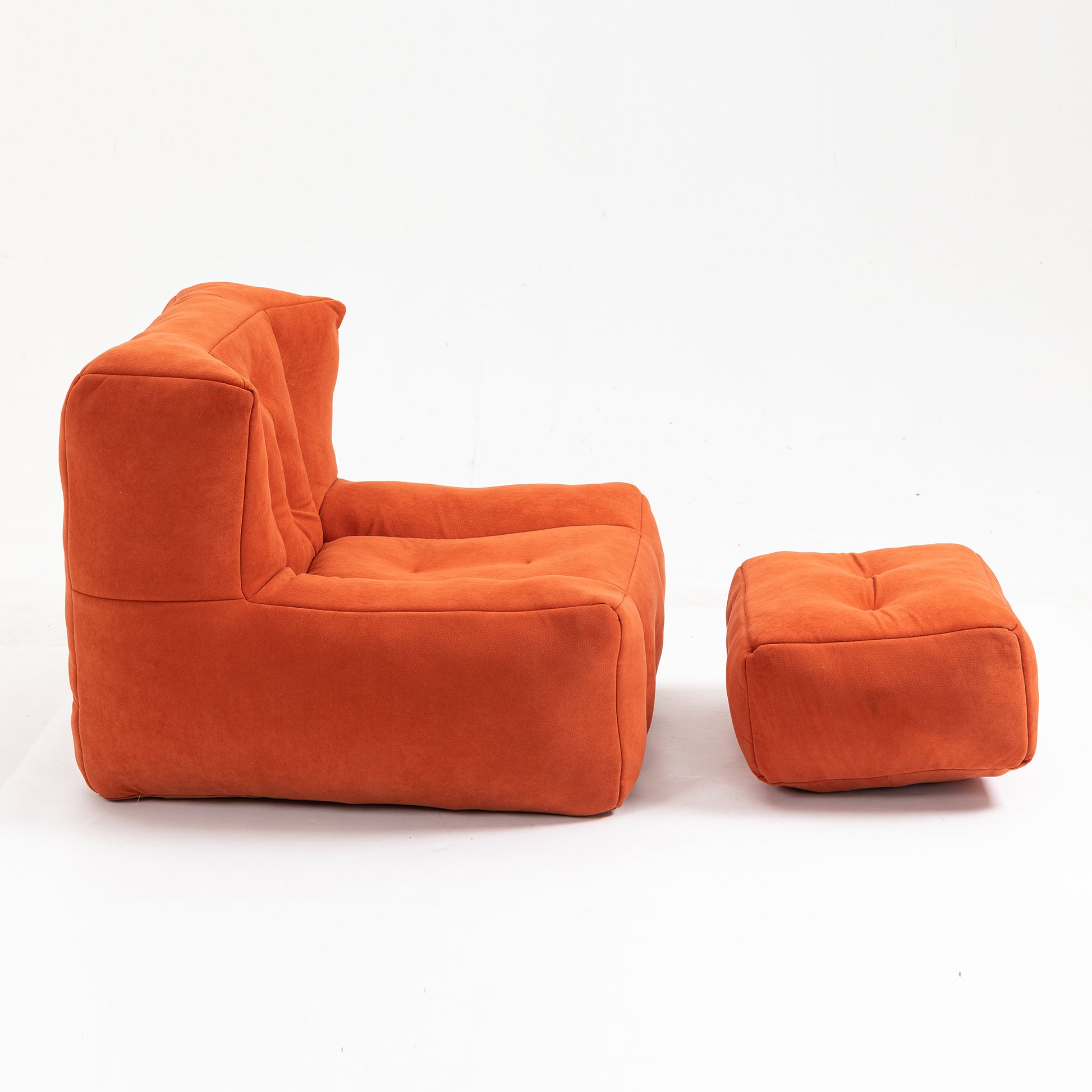 Fluffy Bean Bag Chair, Comfortable Bean Bag For Adults And Children, Super Soft Lazy Sofa Chair With Memory Foam And Ottoman, Indoor Modern Focus Bean Bag Chair For Living Room, Bedroom, Apartment Red Velvet