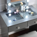 Gray Makeup Vanity And Stool Set With 10 Lights And Usb Port And Power Outlet, 2X Drawers Luxurious Style Furniture Gray Drawer 2 Drawers Bedroom Luxury,Modern Wood