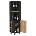 Corner Bar Cabinet Cleveland, Living Room, Black Pine Multicolor Particle Board Particle Board