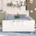 Full Size Upholstered Platform Bed With Guardrail, Storage Headboard And Footboard, Beige Box Spring Not Required Full Beige Wood Faux Leather Upholstered