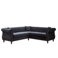 83.5 Inch Oversized Corner Sofa, L Shaped Sectional Couch,5 Seater Corner Sofas With 3 Pillows For Living Room, Bedroom, Apartment, Office Black Foam Velvet