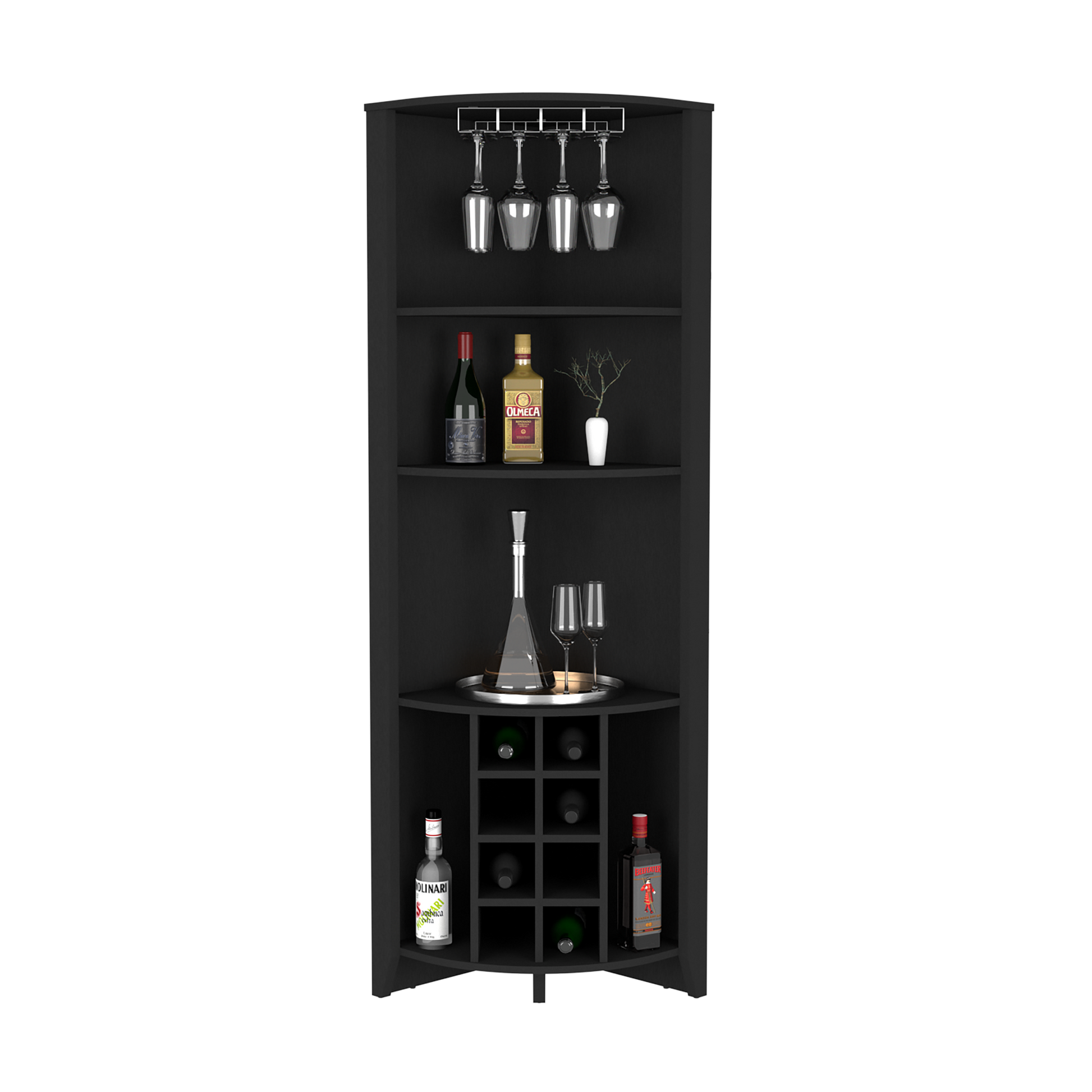 Corner Bar Cabinet Castle, Living Room, Black Black Particle Board Particle Board
