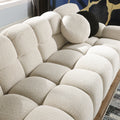 Sofa And Seater ,Human Body Structure For Usa People, Marshmallow Sofa,Boucle Sofa ,Beige Boucle Beige Light Brown Wood Primary Living Space Medium Soft Split Back Eucalyptus Rolled Arms Boucle 5 Seat