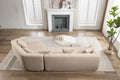 Modular Living Room Sofa Set, Modern Minimalist Style Sofa, Salon Upholstered Sleeper Sofa, 2 Pc Free Combination, Round Fiber Fabric, Anti Wrinkle Fabric, Brown Light Brown Polyester Primary Living Space Medium Soft Tight Back Flared Arms Fiber Foam