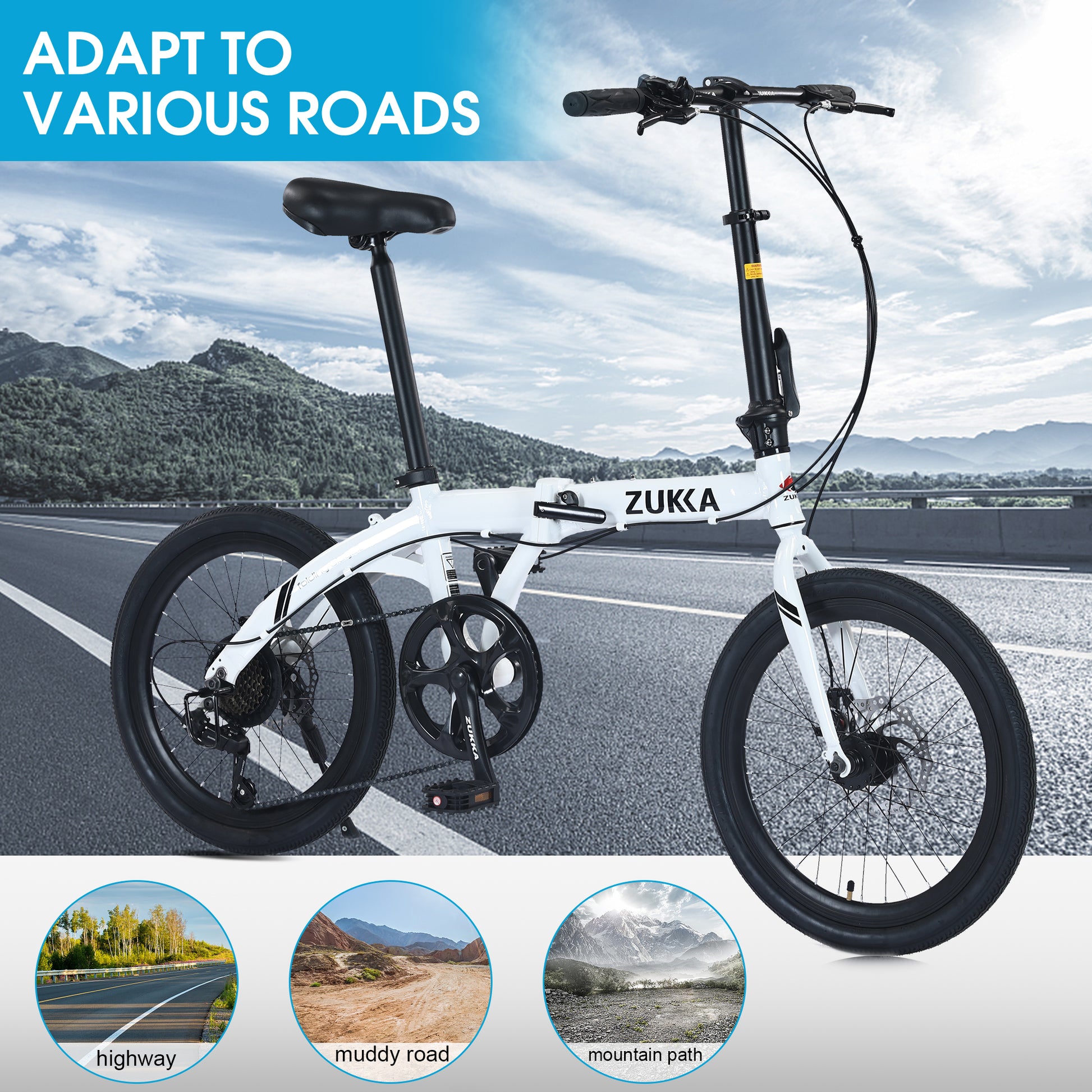 20" Folding Bike Aluminium Alloy Frame 8 Speed City Bike Cycling White Garden & Outdoor Aluminium Alloy