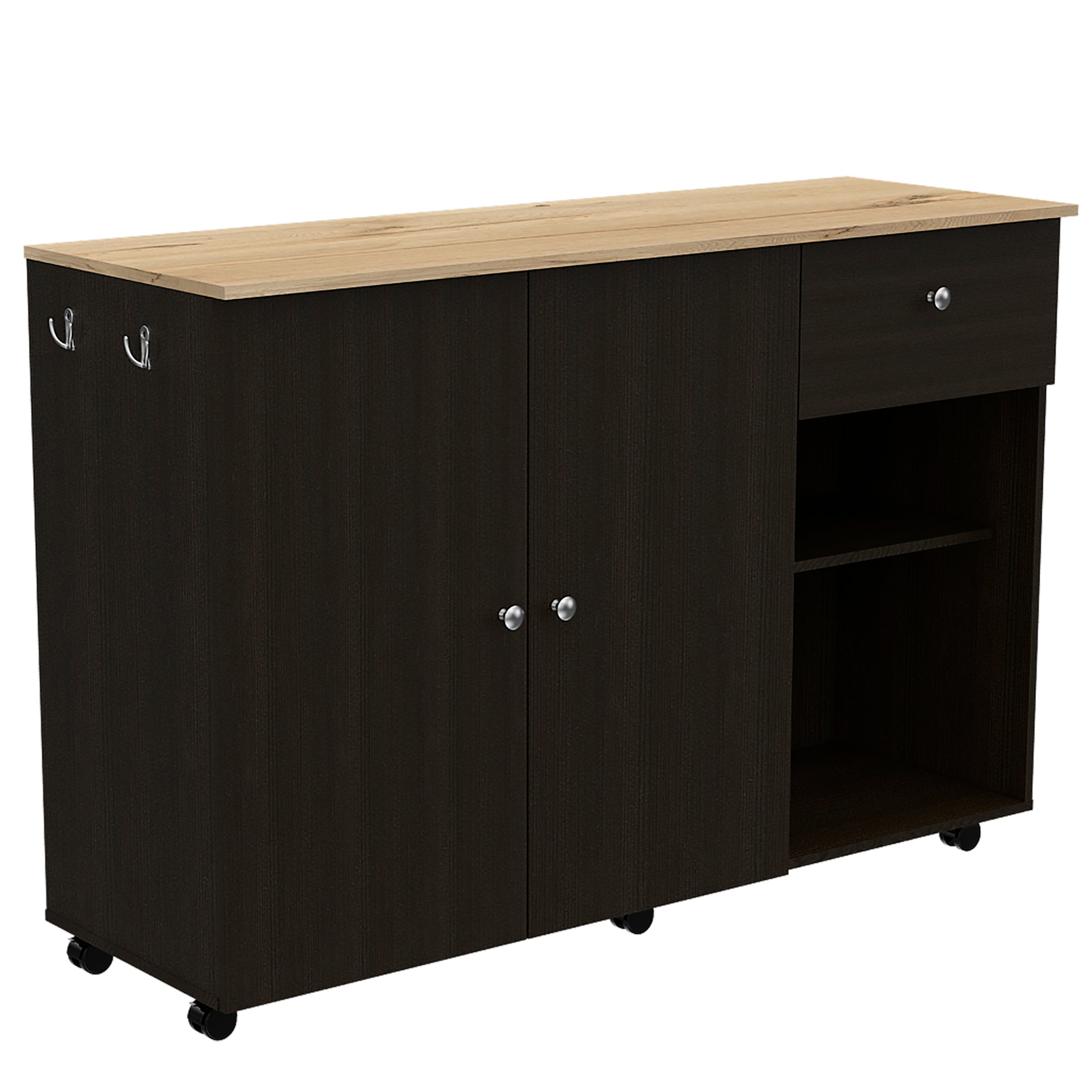 Kitchen Island Cart Indiana, Kitchen, Black Black Particle Board Particle Board