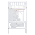 Twin Size Loft Bed With Bookshelf,Drawers,Desk,And Wardrobe White Twin White Solid Wood Mdf