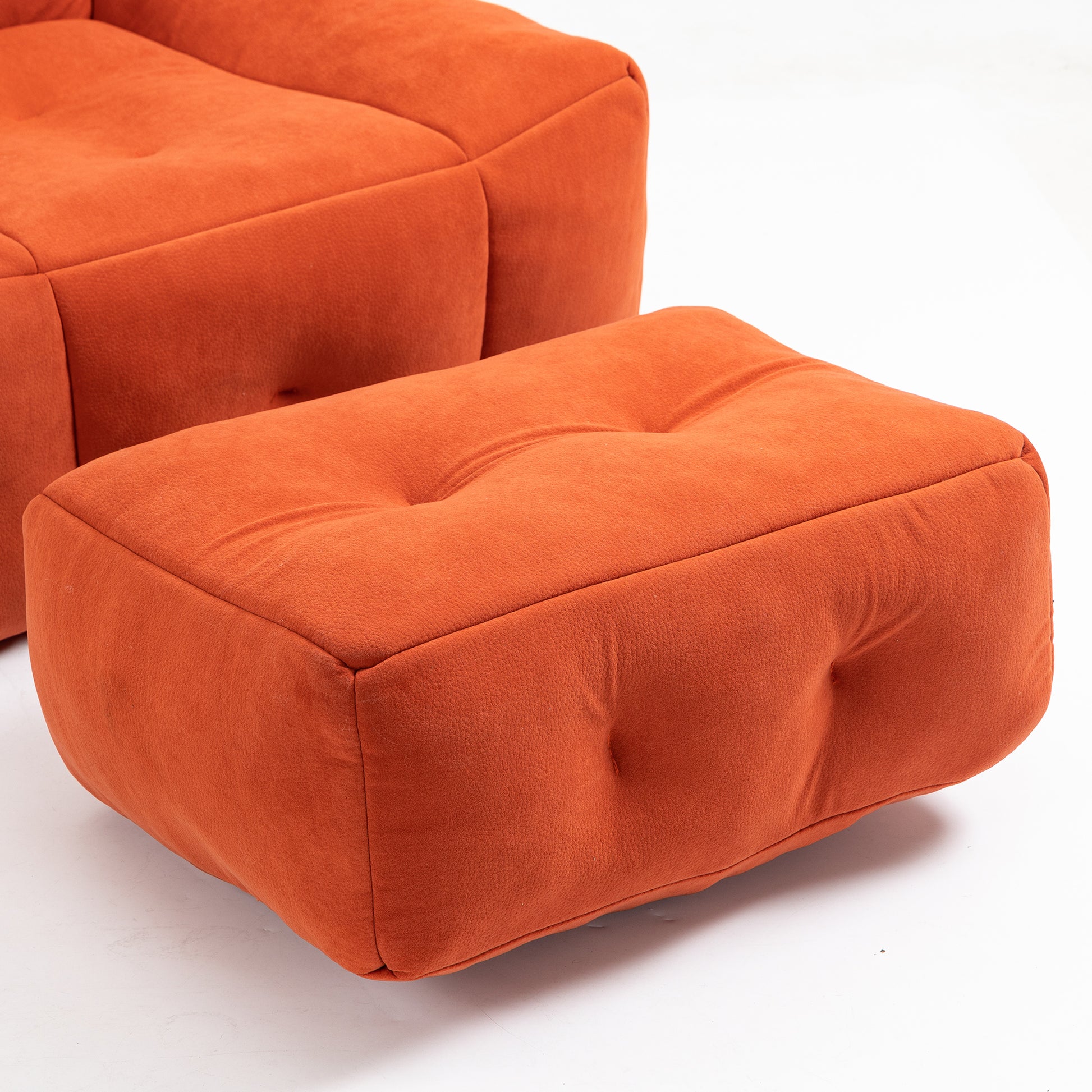 Fluffy Bean Bag Chair, Comfortable Bean Bag For Adults And Children, Super Soft Lazy Sofa Chair With Memory Foam And Ottoman, Indoor Modern Focus Bean Bag Chair For Living Room, Bedroom, Apartment Red Velvet
