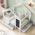 Twin House Bed With Blackboard And Drawers, Two Assembly Options, White Twin White Wood