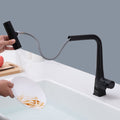 Matte Black Waterfall Kitchen Faucet With Temperature Display, Single Handle Kitchen Faucet With Pull Down Sprayer, Modern Kitchen Sink Faucet, Three Water Outlet Modes Matte Black Zinc