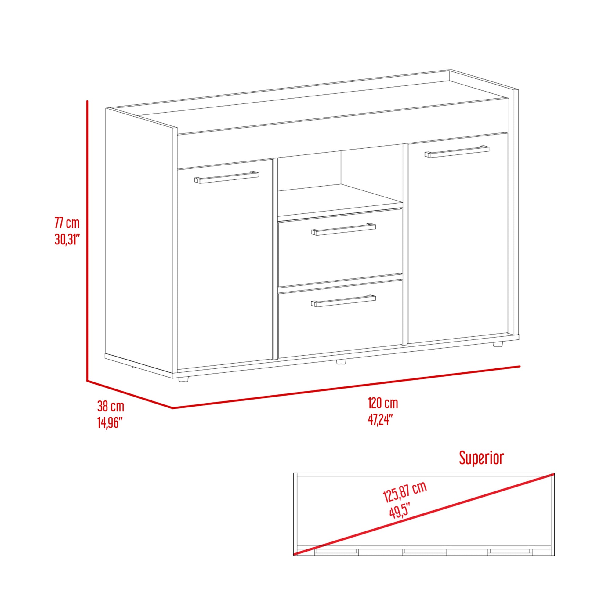 Sideboard Perssiu, Living Room, Dark Walnut Espresso Particle Board Particle Board