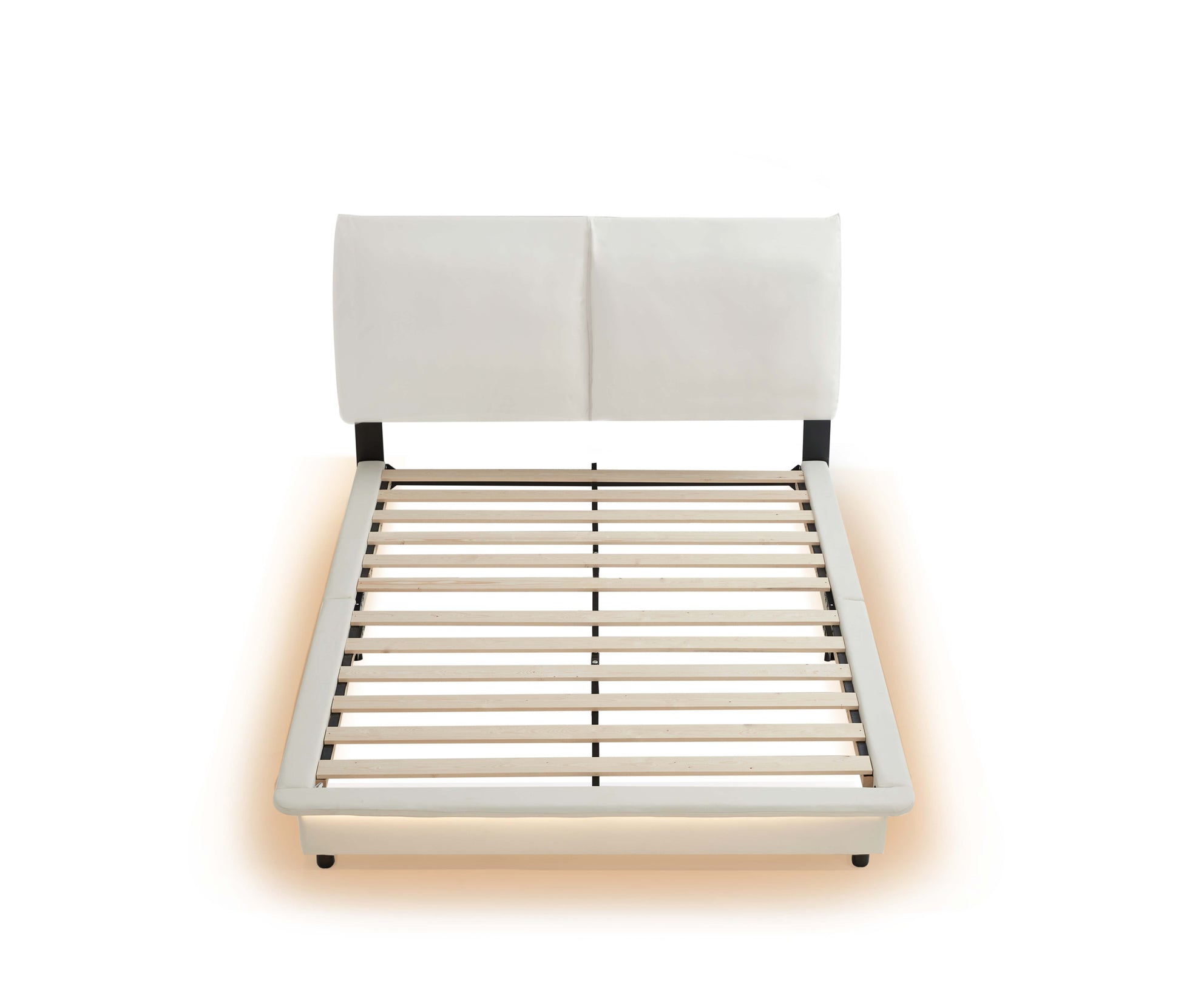Full Size Upholstered Platform Bed With Sensor Light And Ergonomic Design Backrests, White White Upholstered