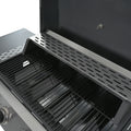 Propane Gas Grill 4 Burner Barbecue Grill, Stainless Steel 34,000 Btu Patio Garden Barbecue Grill With Two Shelves, Lid, Wheels And Bottle Opener Black Iron