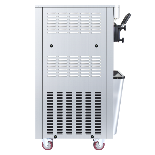 Commercial Vertical Ice Cream Machine,25 30L H Production Capacity, With 2X6L Hopper, 2000W Power, Soft Ice Cream Machine For Restaurants And Snack Shops, Three Flavors Silver Iron Plastic