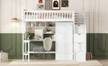 Twin Size Loft Bed With Bookshelf,Drawers,Desk,And Wardrobe White Twin White Solid Wood Mdf