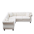 83.5 Inch Oversized Corner Sofa, L Shaped Sectional Couch,5 Seater Corner Sofas With 3 Pillows For Living Room, Bedroom, Apartment, Office Beige Foam Velvet