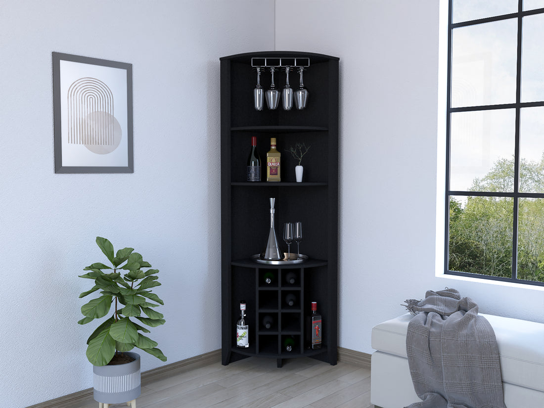 Corner Bar Cabinet Castle, Living Room, Black Black Particle Board Particle Board