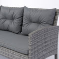 6 Piece Patio Wicker Sectional Set Patio Backyard Conversation Set Grey Wicker Dark Grey Cushion Yes Complete Patio Set Grey Rust Resistant Frame Mildew Resistant Cushion Garden & Outdoor Classic,Modern Multiple Chairs Seating Group Fiber Foam Pads