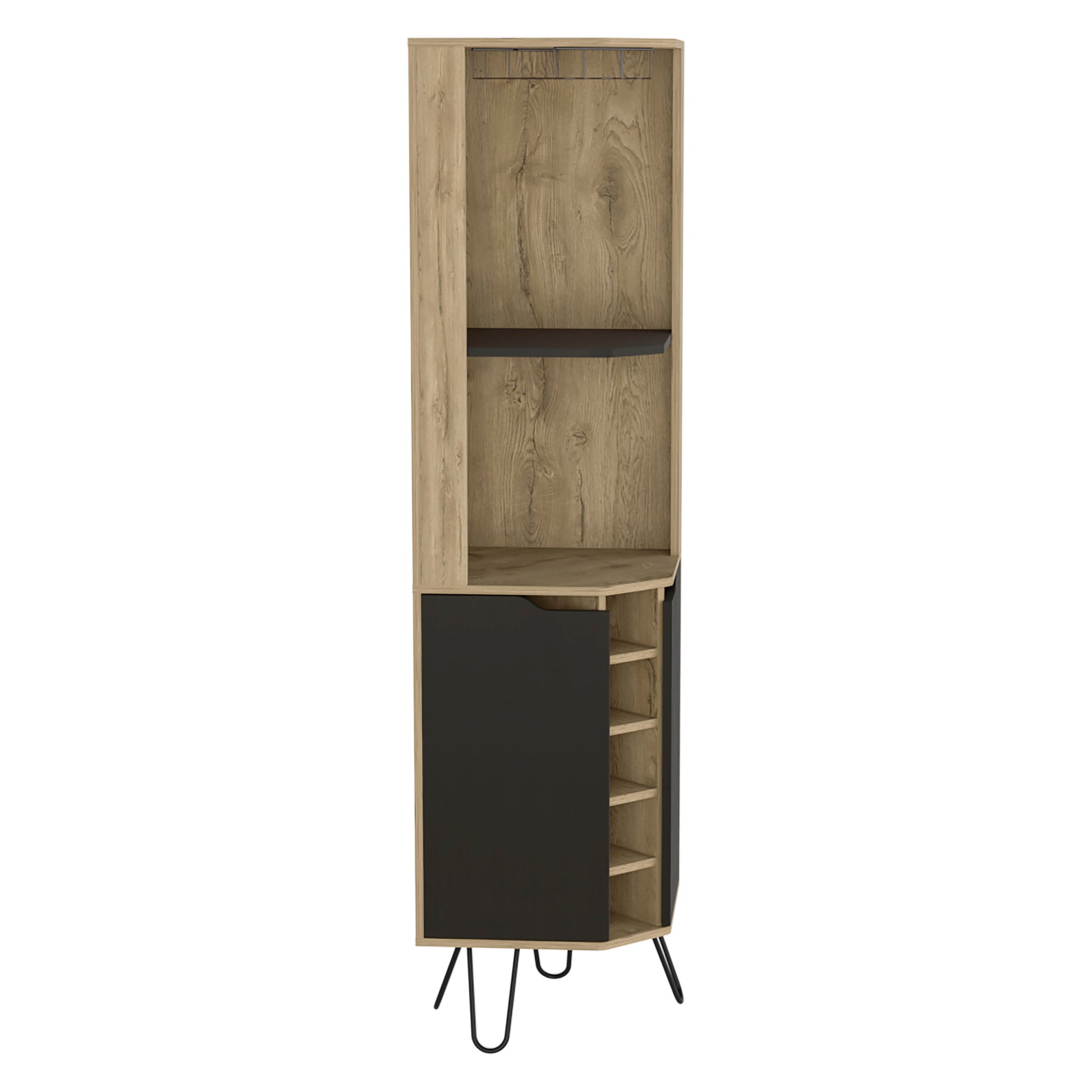 Corner Bar Cabinet Leverkusen, Living Room, Aged Oak Black Multicolor Particle Board Particle Board