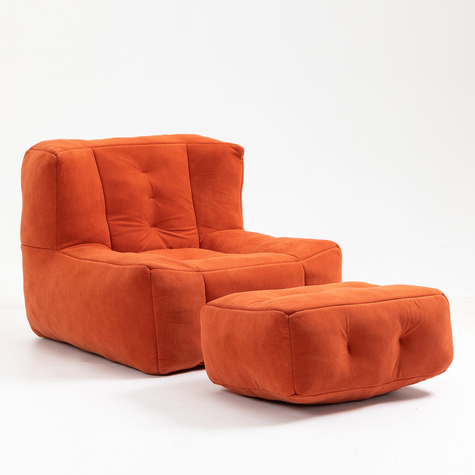Fluffy Bean Bag Chair, Comfortable Bean Bag For Adults And Children, Super Soft Lazy Sofa Chair With Memory Foam And Ottoman, Indoor Modern Focus Bean Bag Chair For Living Room, Bedroom, Apartment Red Velvet