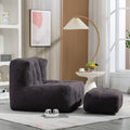 Fluffy Bean Bag Chair, Comfortable Bean Bag For Adults And Children, Super Soft Lazy Sofa Chair With Memory Foam And Ottoman, Indoor Modern Focus Bean Bag Chair For Living Room, Bedroom, Apartment Black Velvet