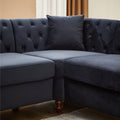83.5 Inch Oversized Corner Sofa, L Shaped Sectional Couch,5 Seater Corner Sofas With 3 Pillows For Living Room, Bedroom, Apartment, Office Black Foam Velvet