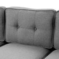 3 Piece Living Room Set With Tufted Cushions. Gray Linen
