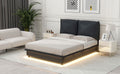 Full Size Upholstered Platform Bed With Sensor Light And Ergonomic Design Backrests, Black Black Upholstered