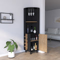 Corner Bar Cabinet Cleveland, Living Room, Black Pine Multicolor Particle Board Particle Board