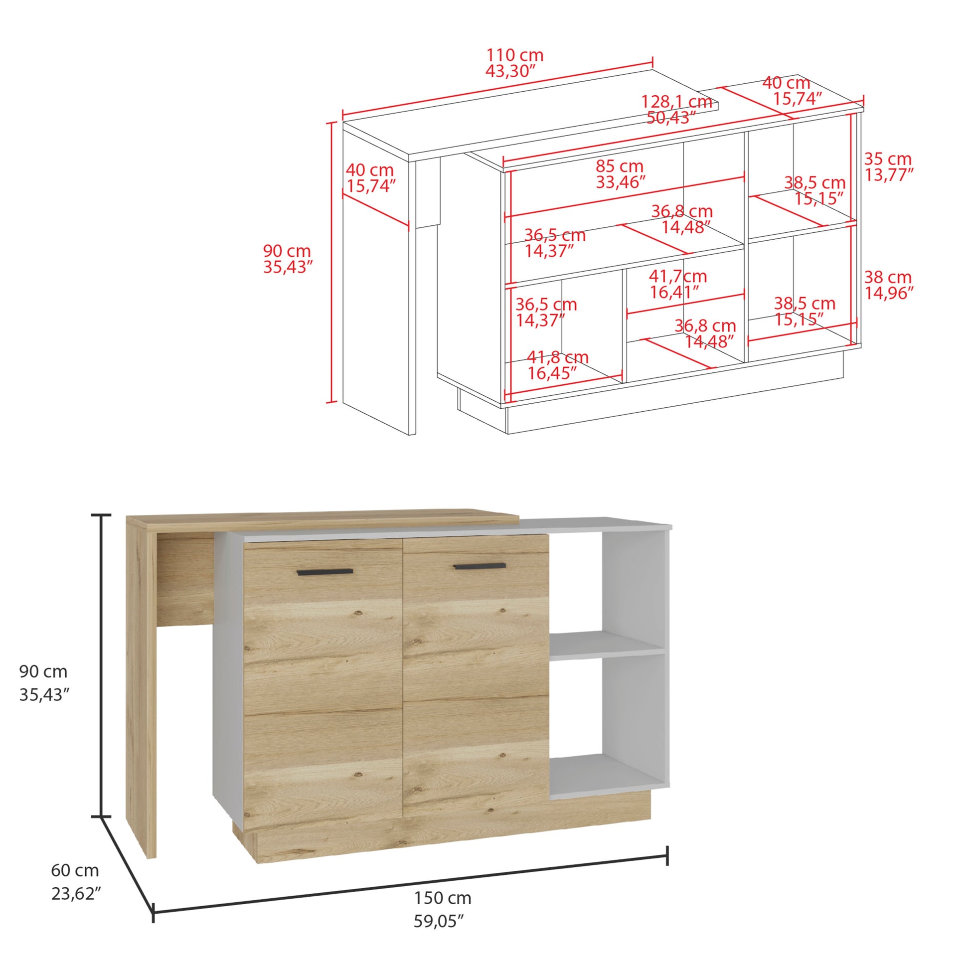 Kitchen Island Ohio, Kitchen, White Light Oak White Light Oak Particle Board Particle Board