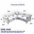 83.5 Inch Oversized Corner Sofa, L Shaped Sectional Couch,5 Seater Corner Sofas With 3 Pillows For Living Room, Bedroom, Apartment, Office Gray Foam Velvet