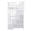 Twin Size Loft Bed With Bookshelf,Drawers,Desk,And Wardrobe White Twin White Solid Wood Mdf