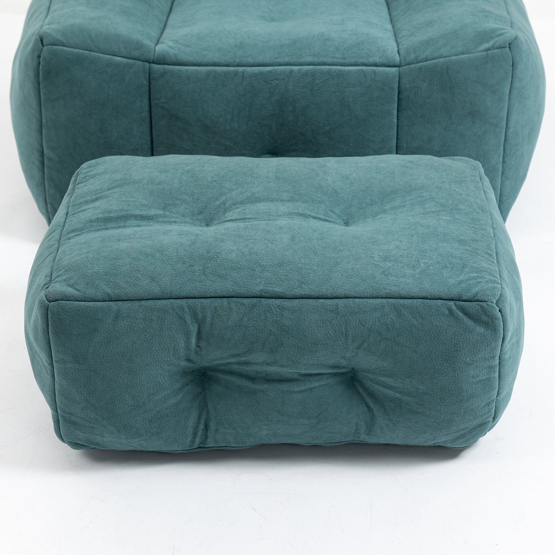 Fluffy Bean Bag Chair, Comfortable Bean Bag For Adults And Children, Super Soft Lazy Sofa Chair With Memory Foam And Ottoman, Indoor Modern Focus Bean Bag Chair For Living Room, Bedroom, Apartment Green Velvet