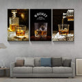 3 Panels Framed Canvas Whiskey Wall Art Decor,3 Pieces Mordern Canvas Painting Decoration Painting For Chrismas Gift, Office,Dining Room,Living Room, Bathroom, Bedroom Decor Ready To Hang Rectangle Framed Multicolor Oversized 41In Canvas Food&Beverage