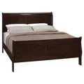 Cappuccino Queen Sleigh Bed Box Spring Required Queen Cappuccino Wood Brown Bedroom Traditional Rubberwood Panel Wood