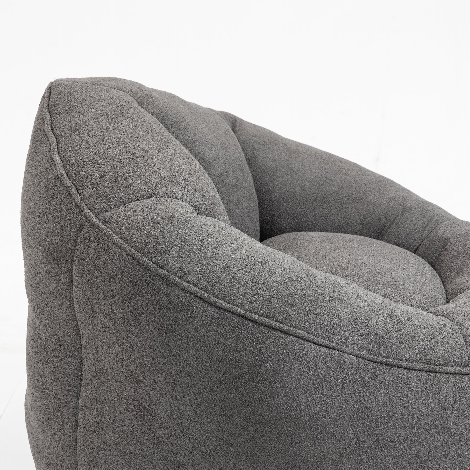 Bedding Bean Bag Sofa Chair High Pressure Foam Bean Bag Chair Adult Material With Padded Foam Padding Compressed Bean Bag With Footrest Grey Microfiber