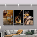 3 Panels Framed Canvas Whiskey Wall Art Decor,3 Pieces Mordern Canvas Painting Decoration Painting For Chrismas Gift, Office,Dining Room,Living Room, Bathroom, Bedroom Decor Ready To Hang Rectangle Framed Multicolor Oversized 41In Canvas Food&Beverage