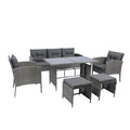 6 Piece Patio Wicker Sectional Set Patio Backyard Conversation Set Grey Wicker Dark Grey Cushion Yes Complete Patio Set Grey Rust Resistant Frame Mildew Resistant Cushion Garden & Outdoor Classic,Modern Multiple Chairs Seating Group Fiber Foam Pads