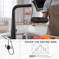 Matte Black Waterfall Kitchen Faucet With Temperature Display, Single Handle Kitchen Faucet With Pull Down Sprayer, Modern Kitchen Sink Faucet, Three Water Outlet Modes Matte Black Zinc